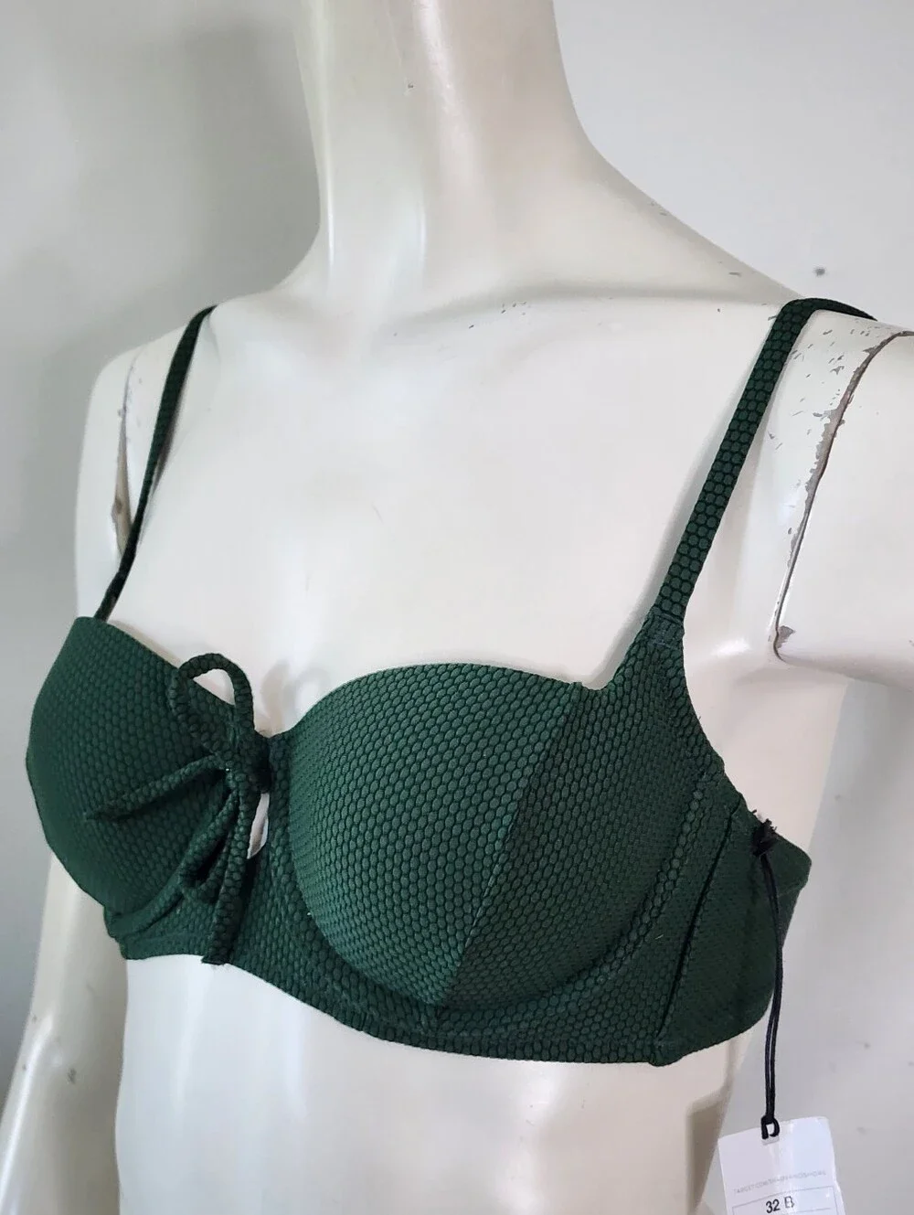 Shade & Shore Bikini Top Womens 32B Dark Green NEW